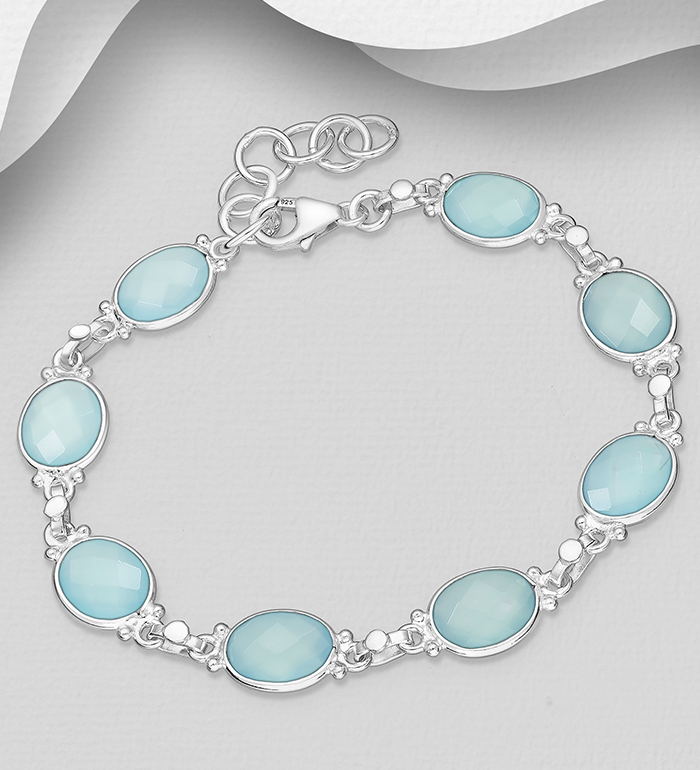 Wholesale 925 Sterling Silver Bracelet, Decorated with Various Gemstones - SKU #883-10058A