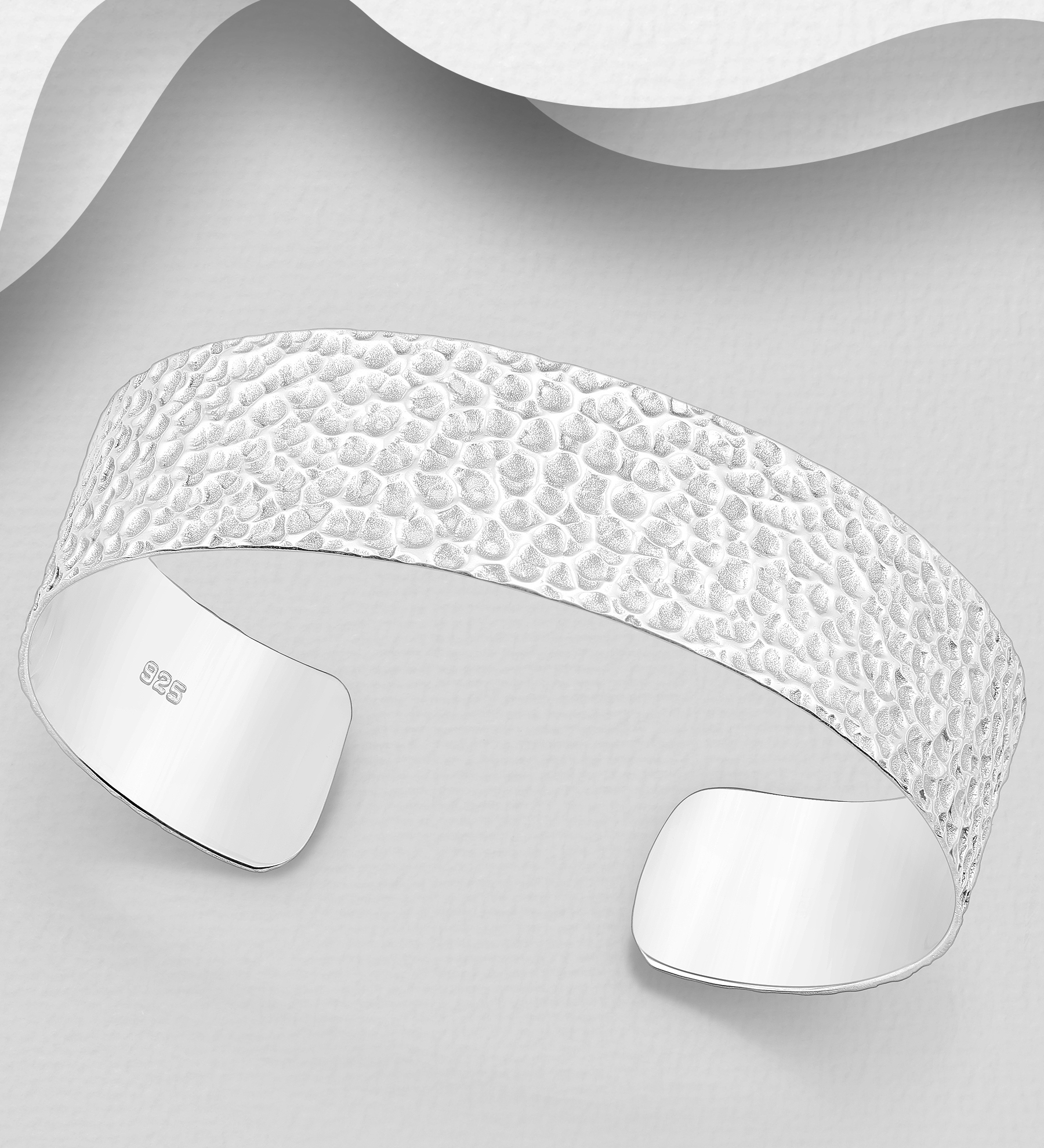 Wholesale 925 Sterling Silver Textured Cuff - SKU #706-39809