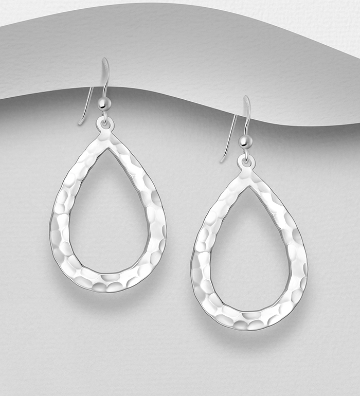 Wholesale 925 Sterling Silver Hammered Hook Earrings - SKU #706-39825