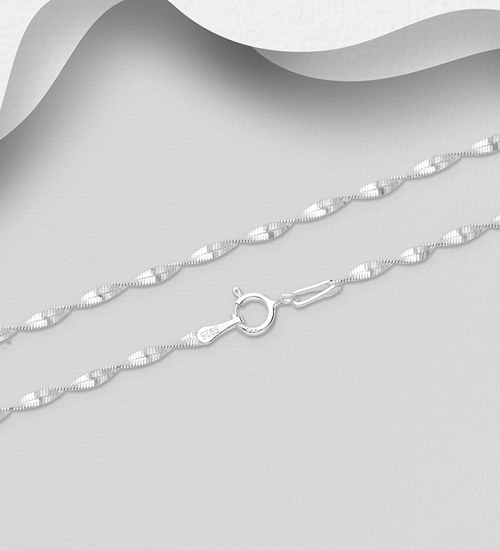Italian Delight - Wholesale 925 Sterling Silver Singapore Chain, 1.8 mm Wide, Made in Italy. - SKU #706-39836