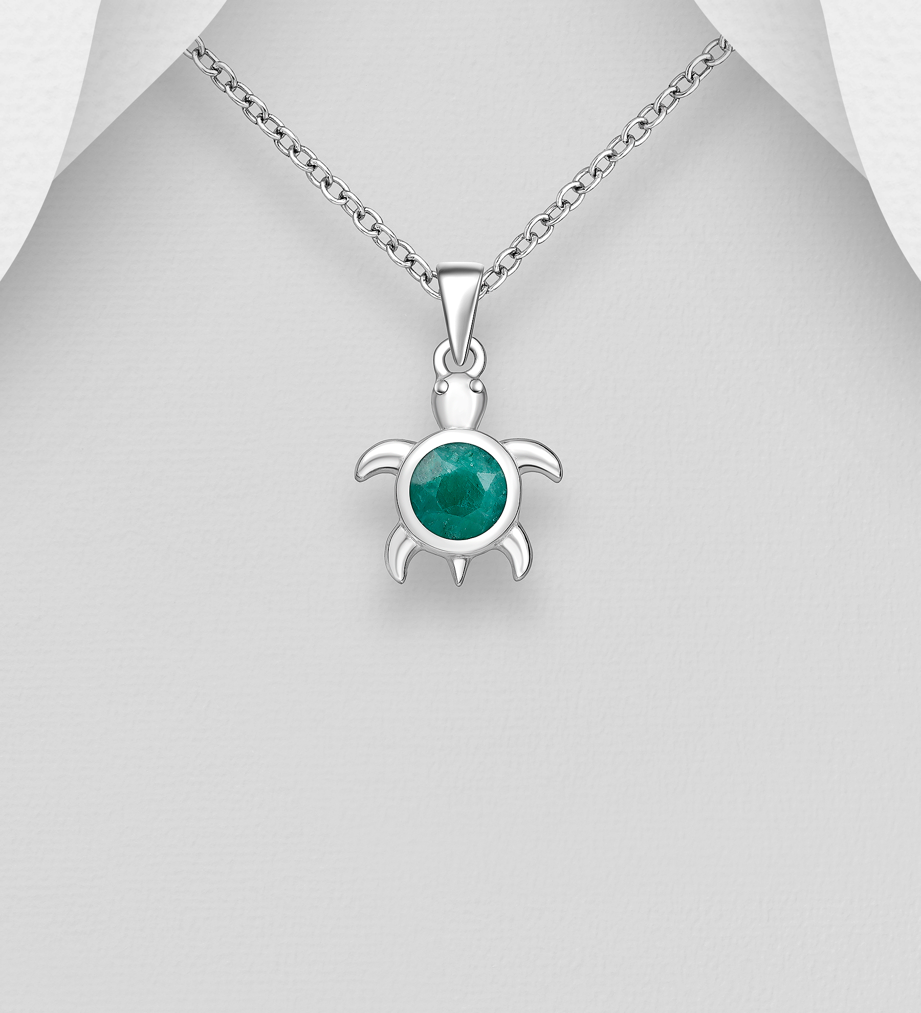 Wholesale 925 Sterling Silver Turtle Pendant, Decorated with Various Gemstones - SKU #883-10085A