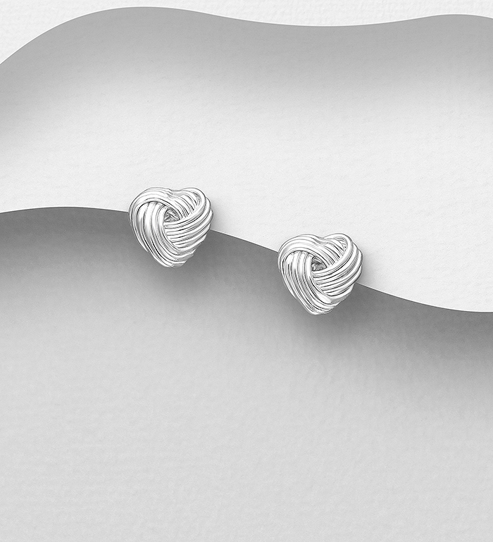 Wholesale 925 Sterling Silver Heart Knot Push-Back Earrings - SKU #706-39845