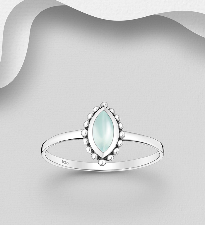 Wholesale 925 Sterling Silver Oxidized Ring, Decorated with Various Gemstones - SKU #883-10089