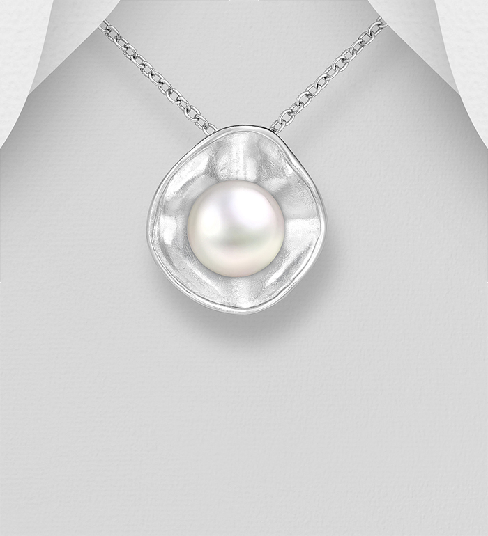 Wholesale 925 Sterling Silver Pendant, Decorated with Freshwater Pearl - SKU #382-6773