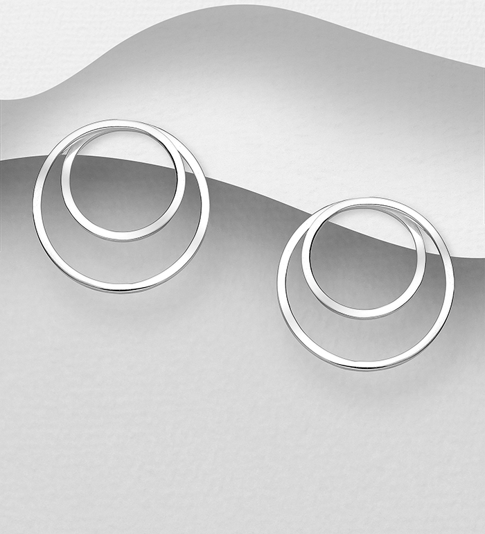 Wholesale 925 Sterling Silver Circle Push-Back Earrings - SKU #706-39853