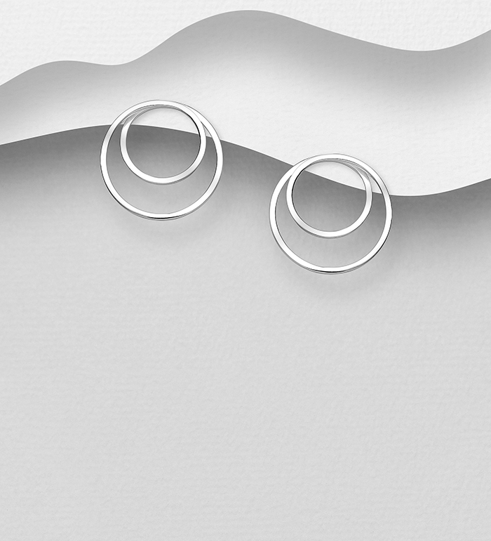 Wholesale 925 Sterling Silver Circle Push-Back Earrings - SKU #706-39853