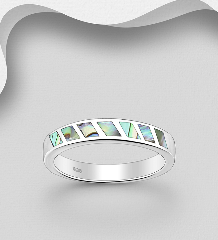 Wholesale 925 Sterling Silver Ring, Decorated with Shell - SKU #789-4936