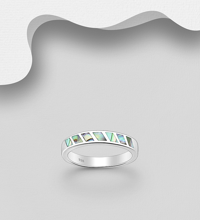 Wholesale 925 Sterling Silver Ring, Decorated with Shell - SKU #789-4936
