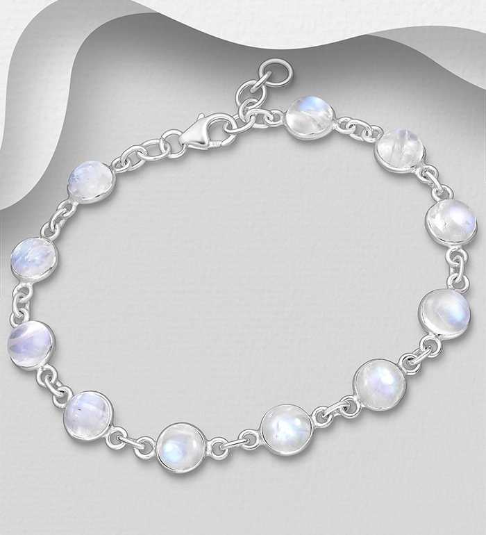 Wholesale 925 Sterling Silver Bracelet, Decorated with Various Gemstones - SKU #883-10100