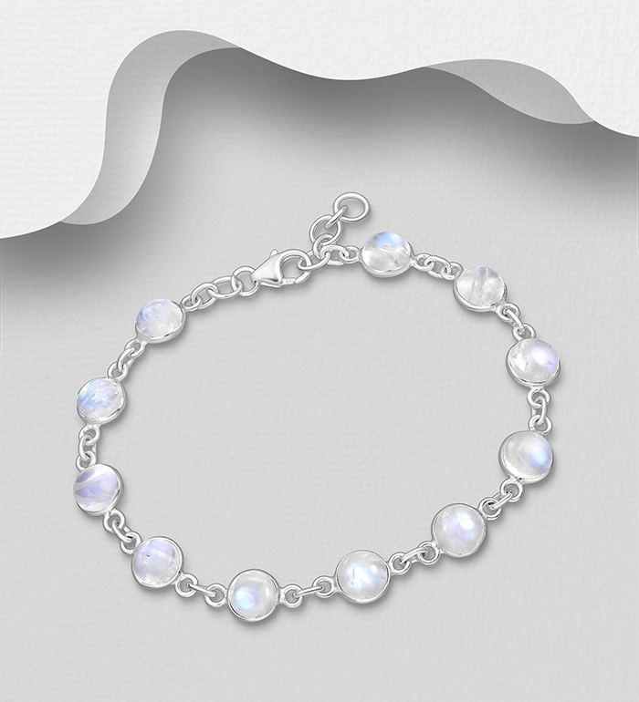 Wholesale 925 Sterling Silver Bracelet, Decorated with Various Gemstones - SKU #883-10100