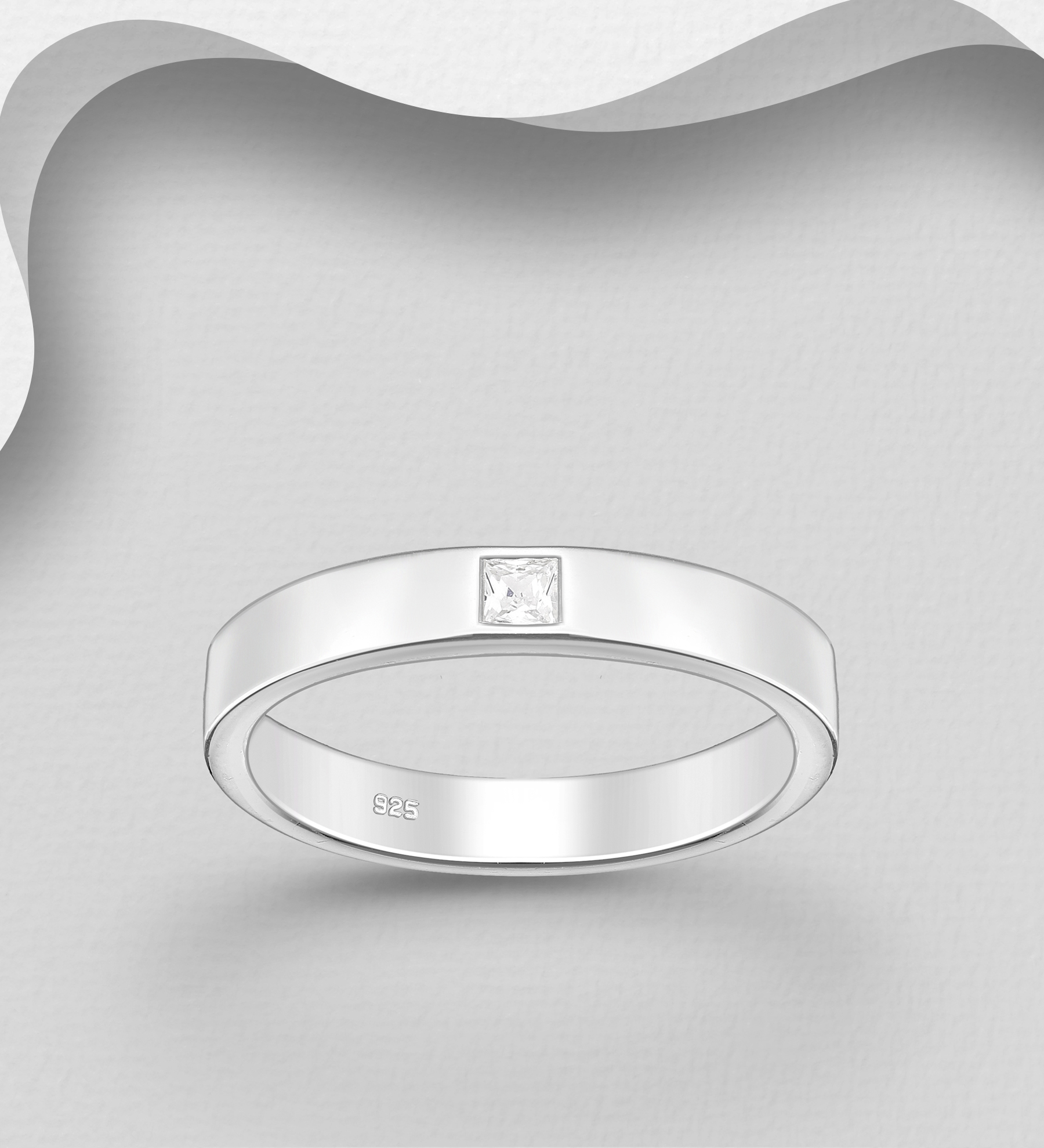 Wholesale 925 Sterling Silver Ring, Decorated with CZ Simulated Diamond - SKU #701-33652