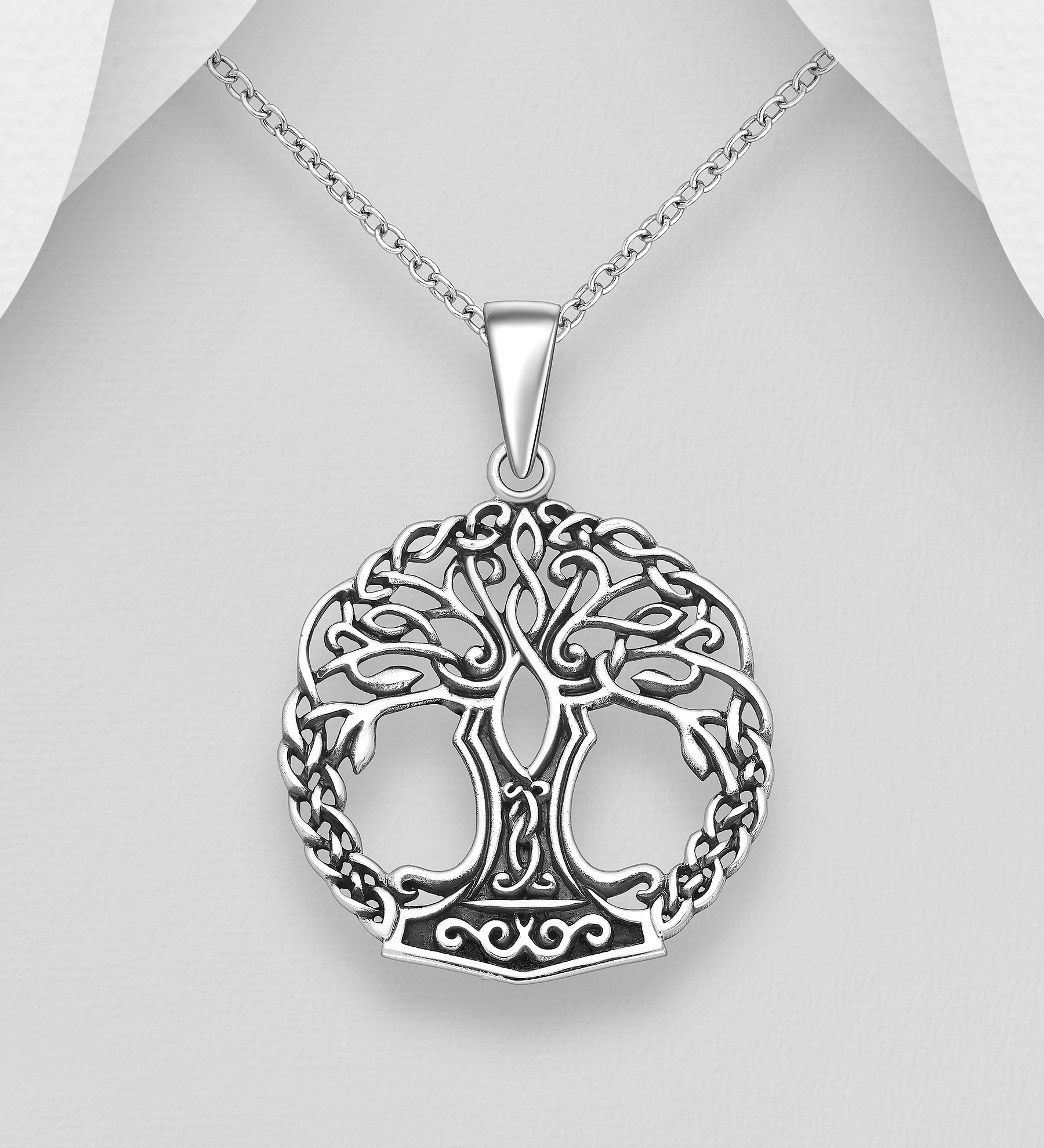 Wholesale 925 Sterling Silver Oxidized Celtic Tree of Life Pendant - SKU #767-1992