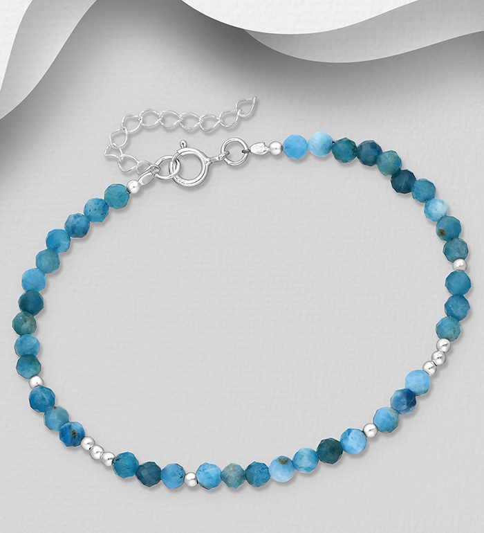 Wholesale 925 Sterling Silver Bracelet, Beaded with Various Gemstone Beads - SKU #883-10101