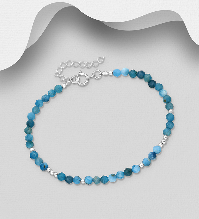 Wholesale 925 Sterling Silver Bracelet, Beaded with Various Gemstone Beads - SKU #883-10101