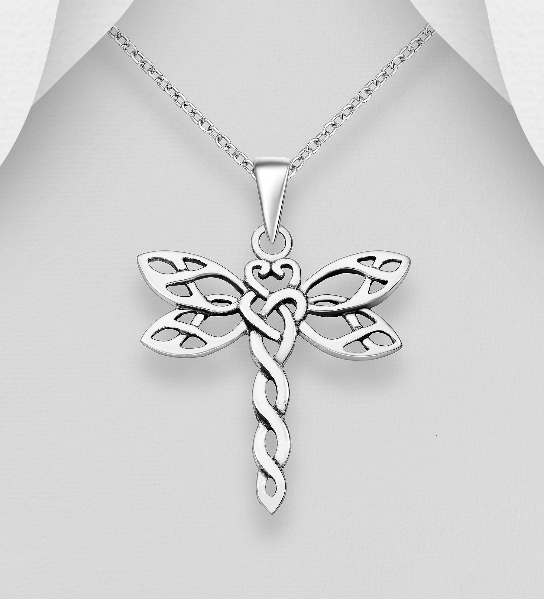 Wholesale 925 Sterling Silver Oxidized Celtic Dragonfly Pendant - SKU #767-1993
