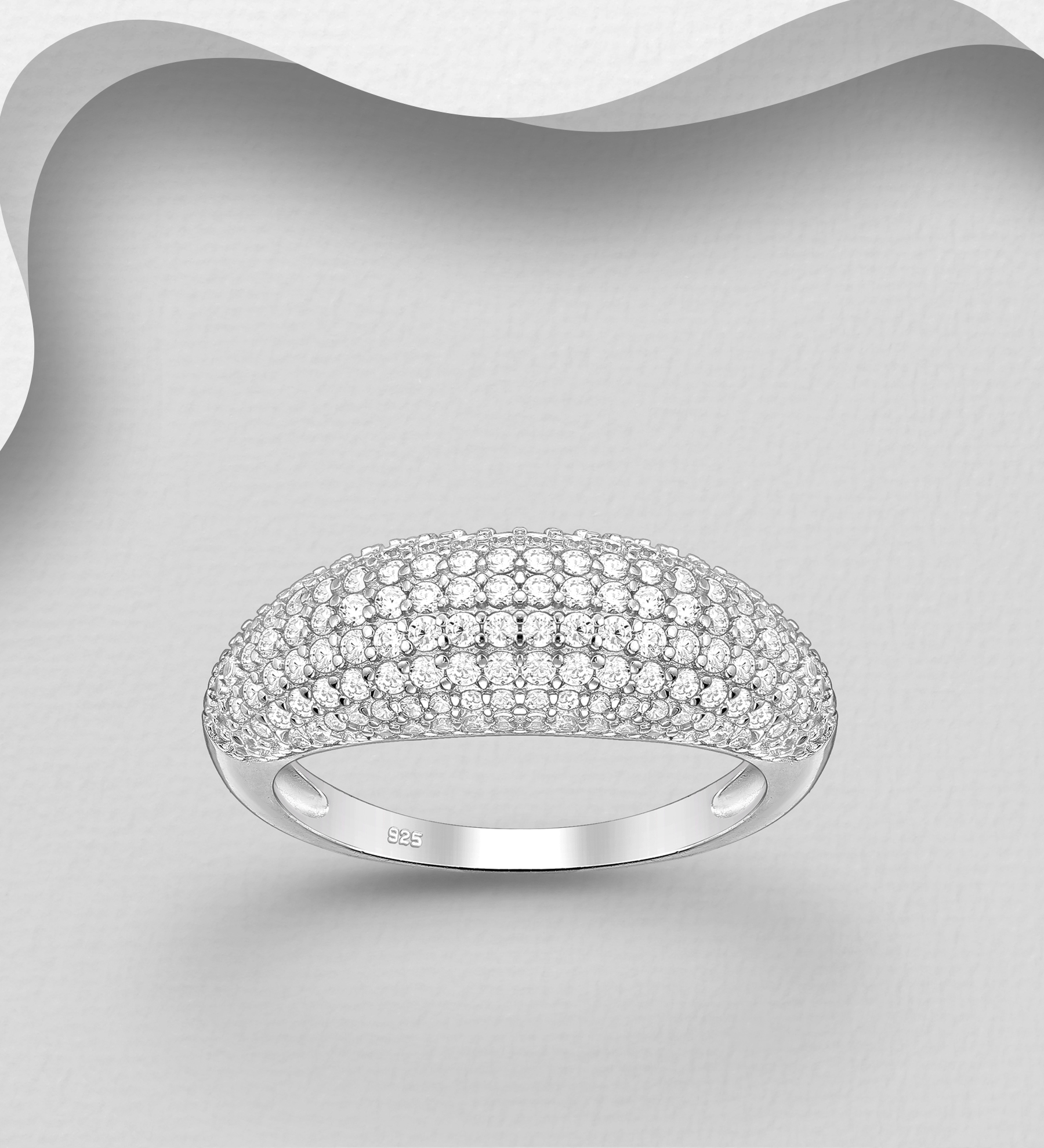 Wholesale 925 Sterling Silver Ring, Decorated with CZ Simulated Diamonds - SKU #701-33671