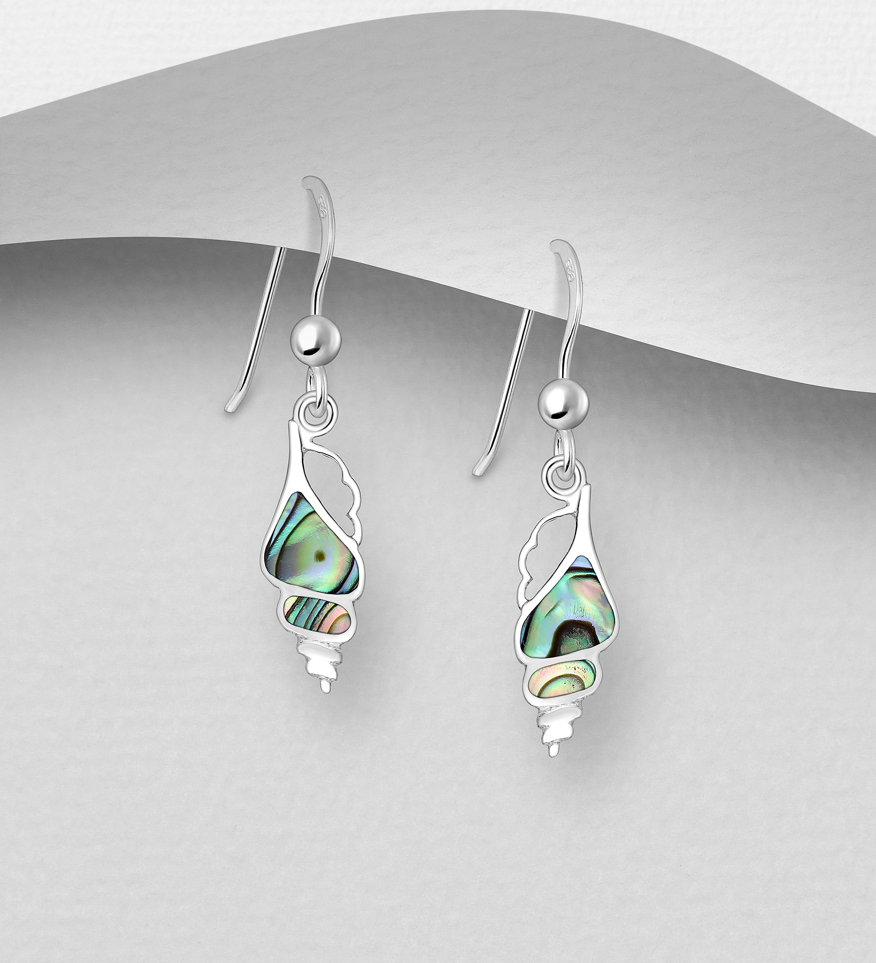 Wholesale 925 Sterling Silver Shell Hook Earrings, Decorated with Shell - SKU #789-4948