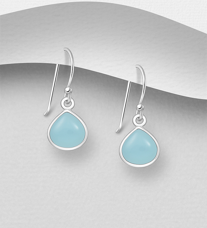 Wholesale 925 Sterling Silver Hook Earrings, Decorated with Various Gemstones - SKU #883-10110