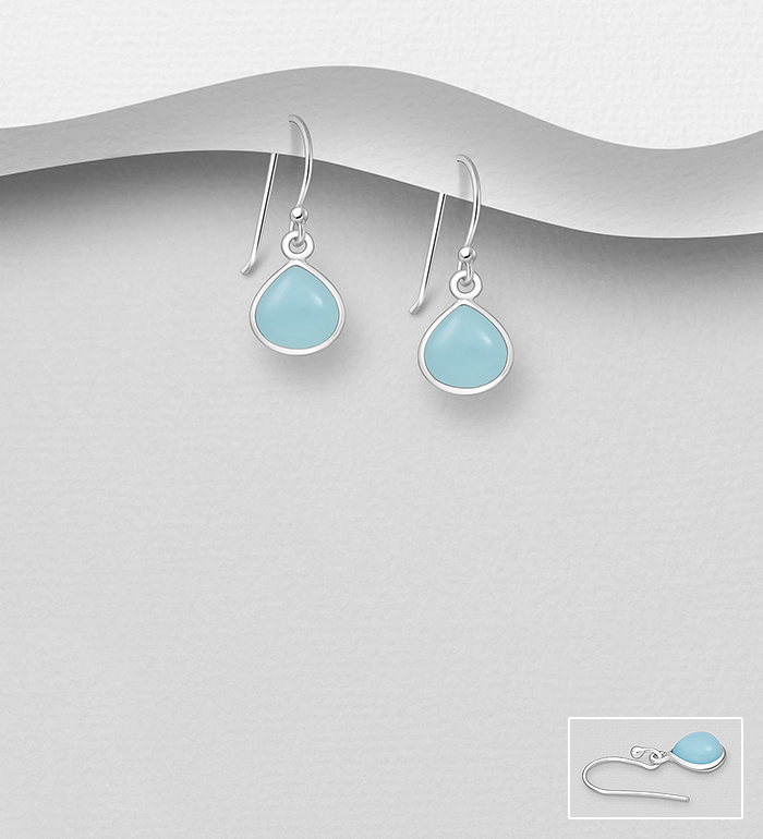 Wholesale 925 Sterling Silver Hook Earrings, Decorated with Various Gemstones - SKU #883-10110