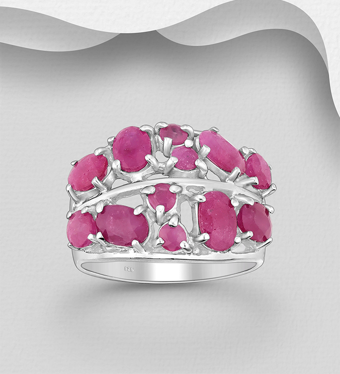 Wholesale 925 Sterling Silver Ring, Decorated with Ruby - SKU #883-10114