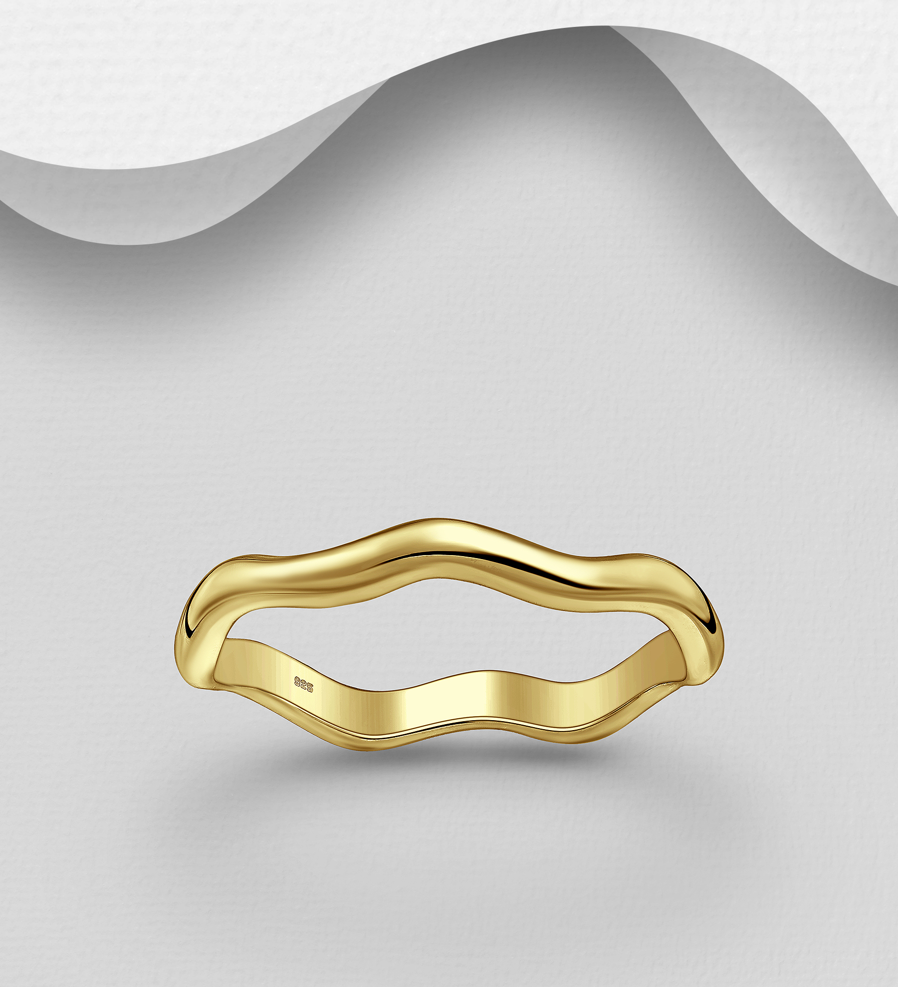 Wholesale 925 Sterling Silver Ring, Plated with 2.5 Micron 18K Yellow Gold - SKU #706-38914G