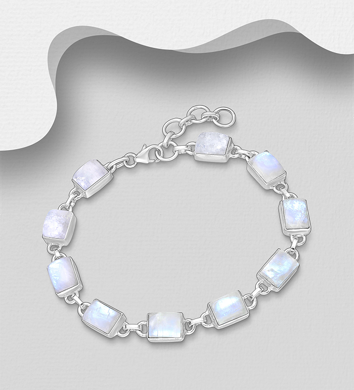 Wholesale 925 Sterling Silver Bracelet, Decorated with Various Gemstones - SKU #883-10125