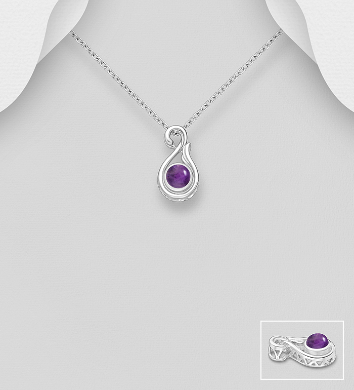 Wholesale 925 Sterling Silver Swan Pendant, Decorated with Various Gemstones - SKU #883-10129