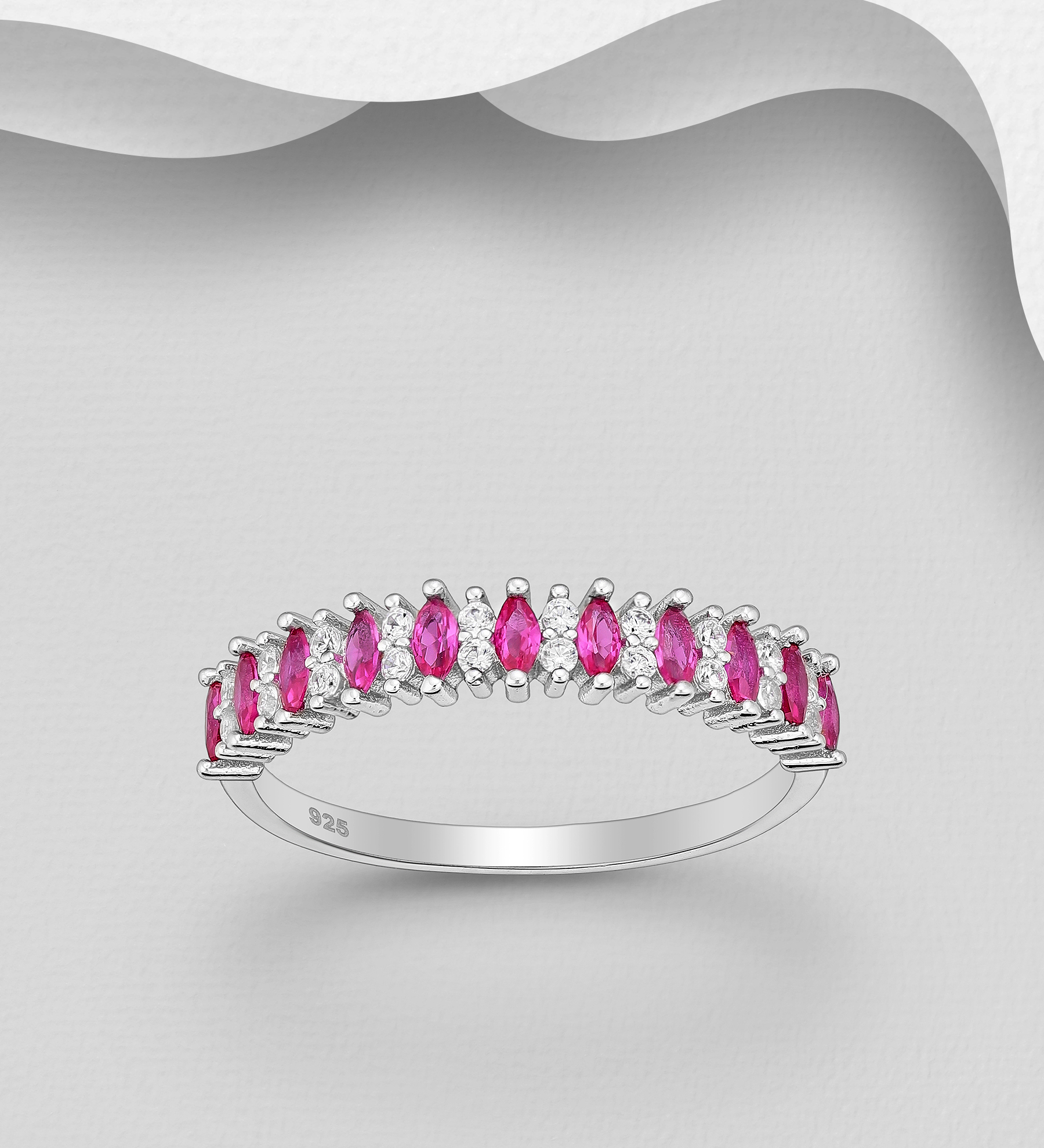 Wholesale 925 Sterling Silver Ring, Decorated with CZ Simulated Diamonds - SKU #701-33747