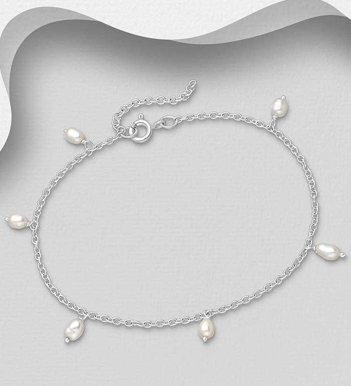 Wholesale 925 Sterling Silver Bracelet, Beaded with Freshwater Pearls - SKU #382-6780