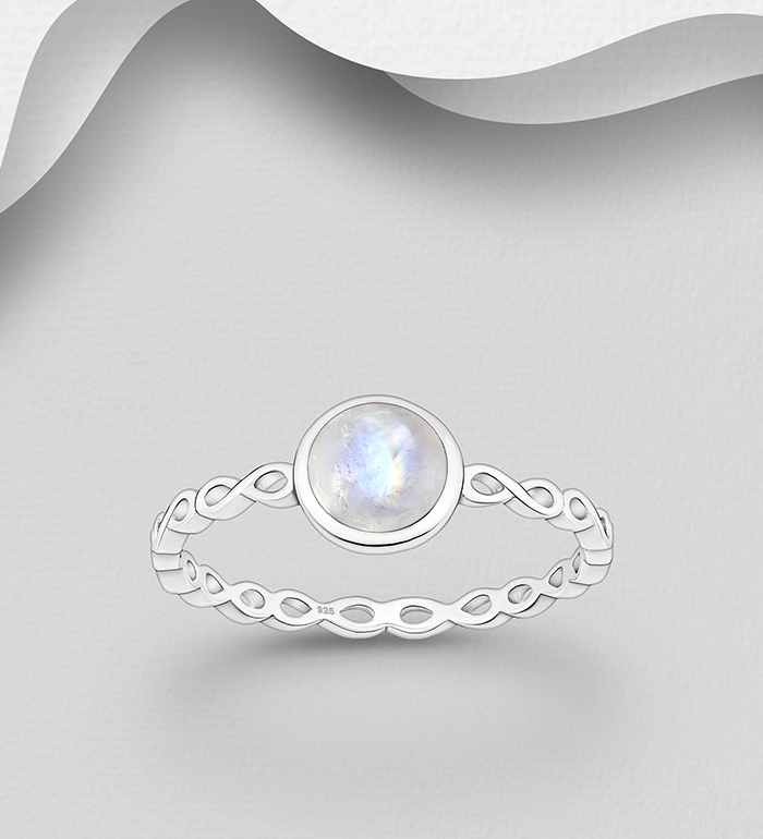 Wholesale 925 Sterling Silver Infinity Ring, Decorated with Various Gemstones - SKU #883-10133