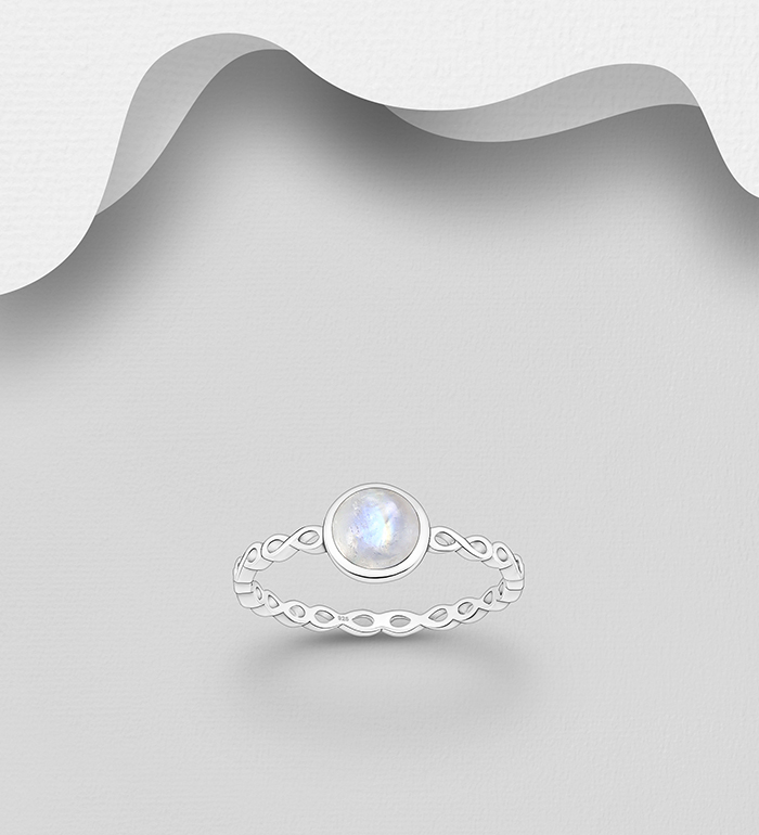 Wholesale 925 Sterling Silver Infinity Ring, Decorated with Various Gemstones - SKU #883-10133