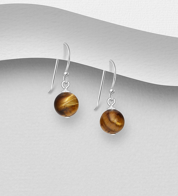 Wholesale 925 Sterling Silver Hook Earrings, Beaded with Various Gemstone Beads - SKU #883-10134