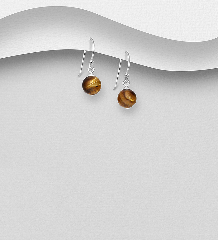 Wholesale 925 Sterling Silver Hook Earrings, Beaded with Various Gemstone Beads - SKU #883-10134