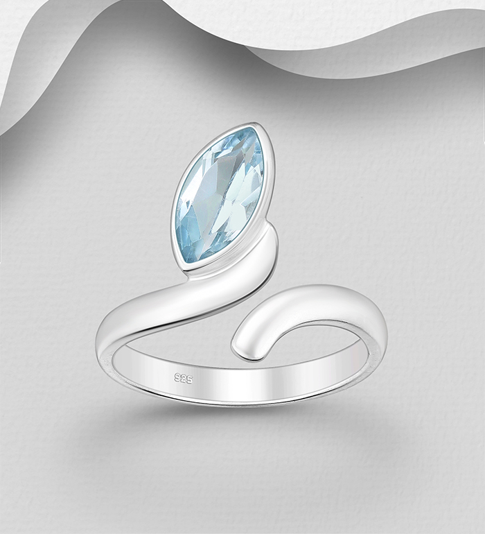 Wholesale 925 Sterling Silver Adjustable Ring, Decorated with Various Gemstones - SKU #883-10144