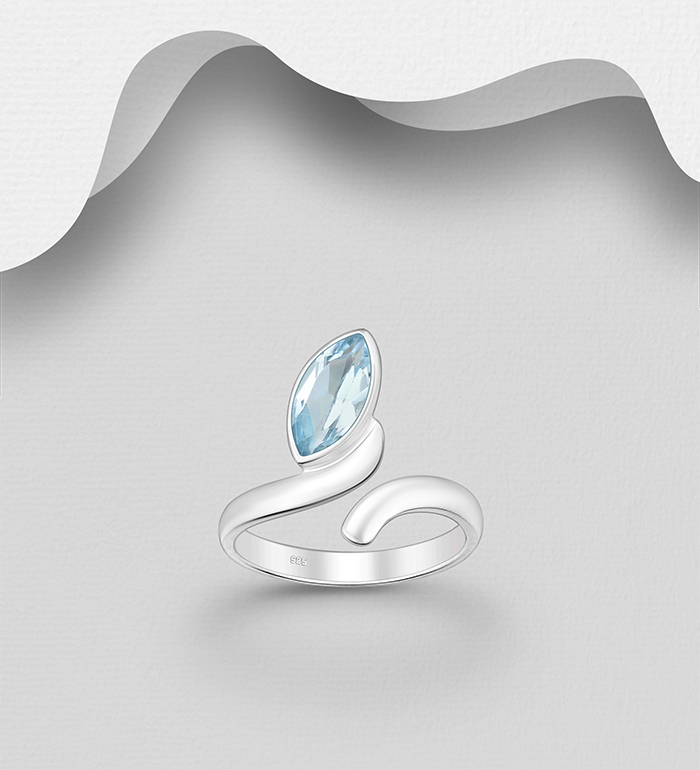 Wholesale 925 Sterling Silver Adjustable Ring, Decorated with Various Gemstones - SKU #883-10144