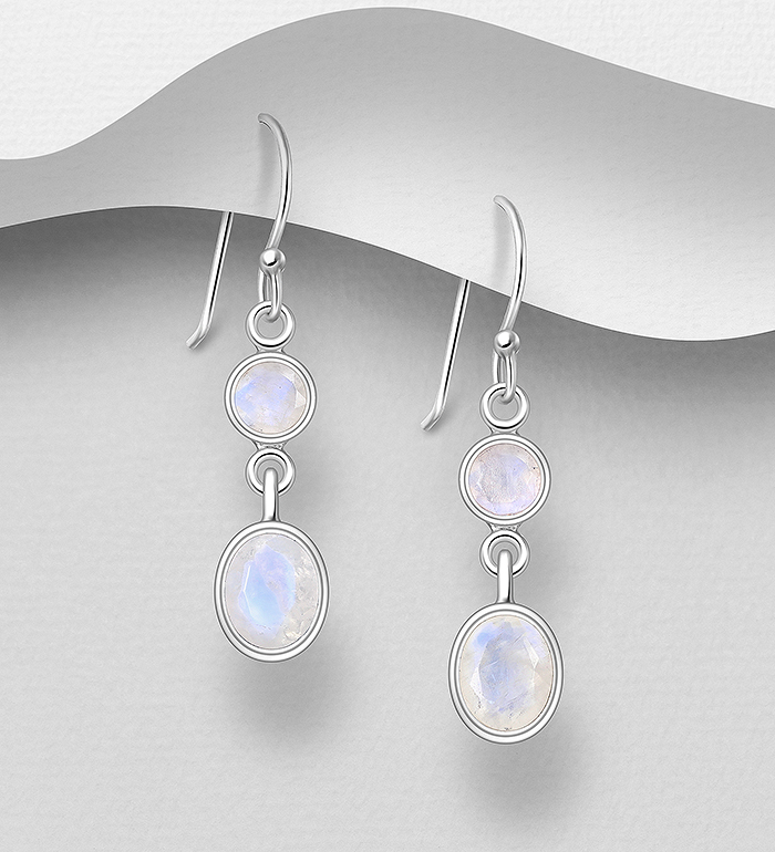 Wholesale 925 Sterling Silver Hook Earrings, Decorated with Various Gemstones - SKU #883-10149