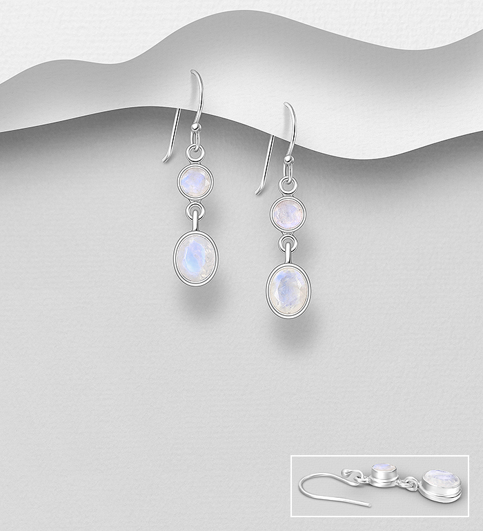 Wholesale 925 Sterling Silver Hook Earrings, Decorated with Various Gemstones - SKU #883-10149