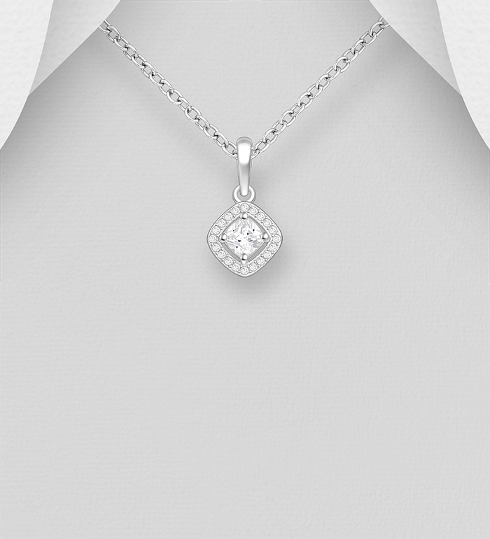 Wholesale 925 Sterling Silver Pendant, Decorated with CZ Simulated Diamonds - SKU #701-33776