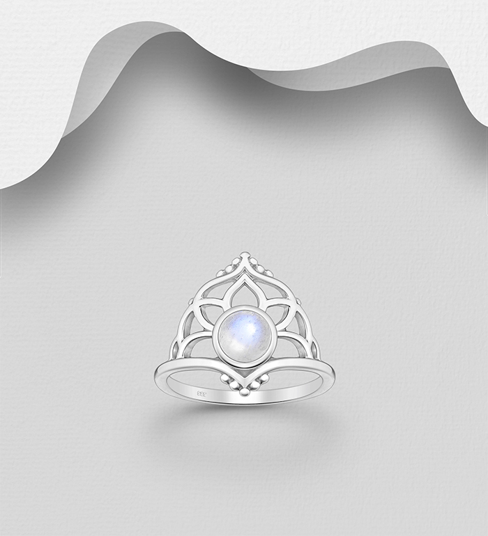 Wholesale 925 Sterling Silver Lotus Ring, Decorated with Various Gemstones - SKU #883-10155