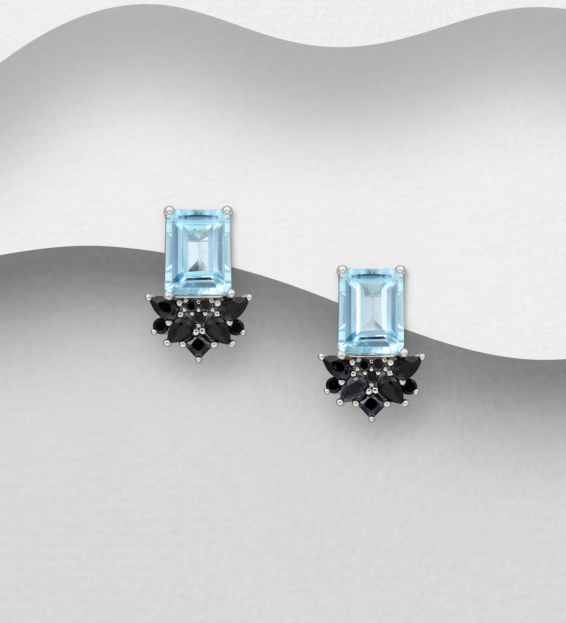 La Preciada - Wholesale 925 Sterling Silver Omega Lock Earrings, Decorated with Various Gemstone - SKU #1181-5305
