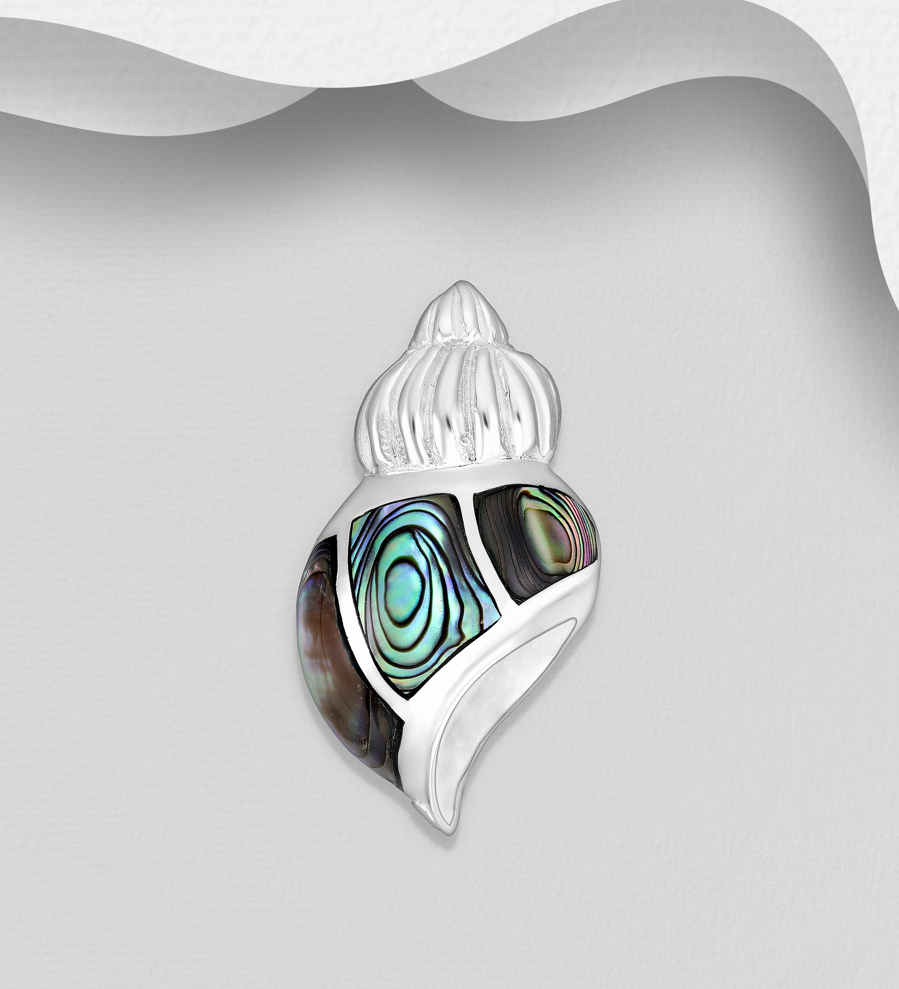 Wholesale 925 Sterling Silver Brooch and Pendant, Decorated with Shell - SKU #789-4992