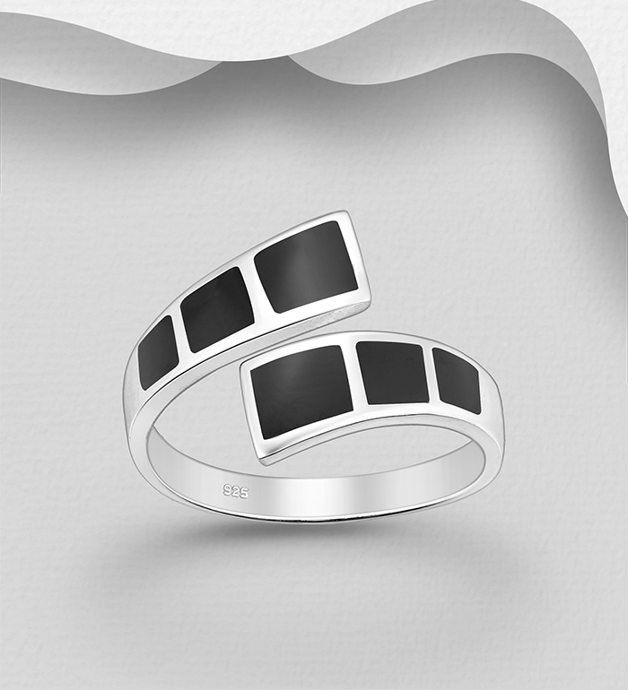 Wholesale 925 Sterling Silver Ring, Decorated with Resin - SKU #2140-782