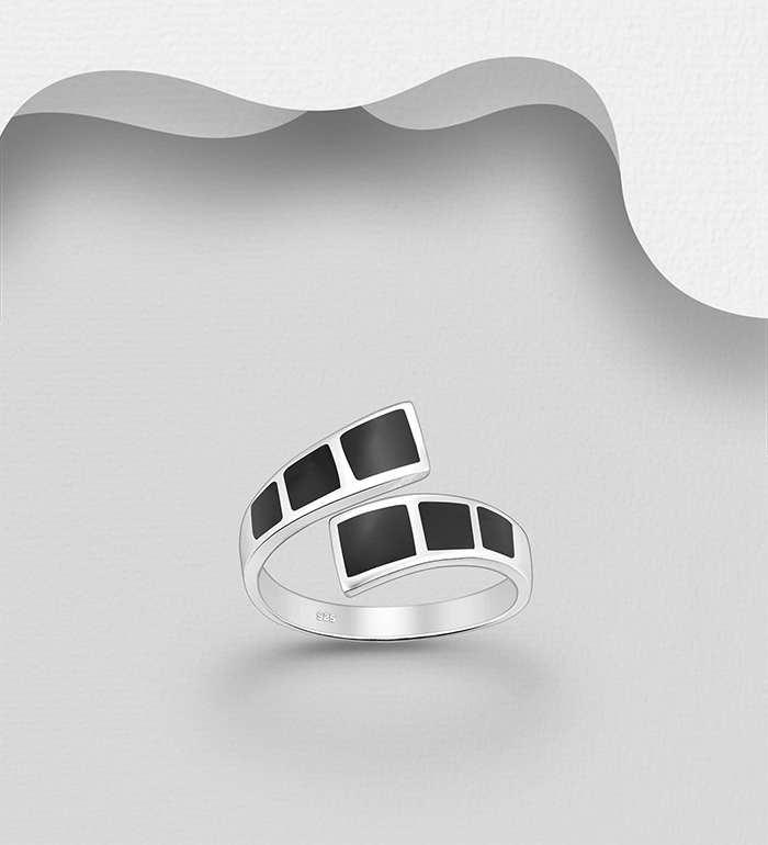 Wholesale 925 Sterling Silver Ring, Decorated with Resin - SKU #2140-782