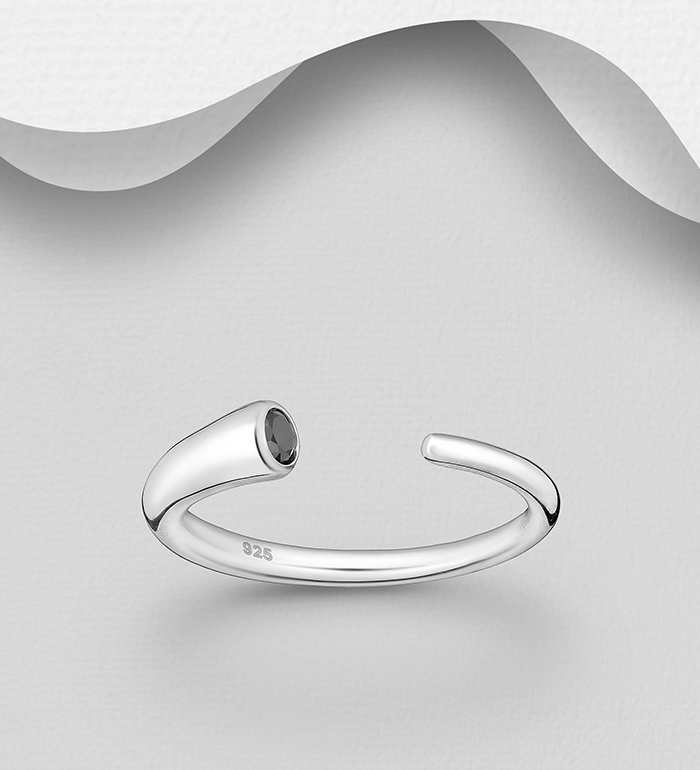 Wholesale 925 Sterling Silver Adjustable Ring, Decorated with CZ Simulated Diamond - SKU #701-33829