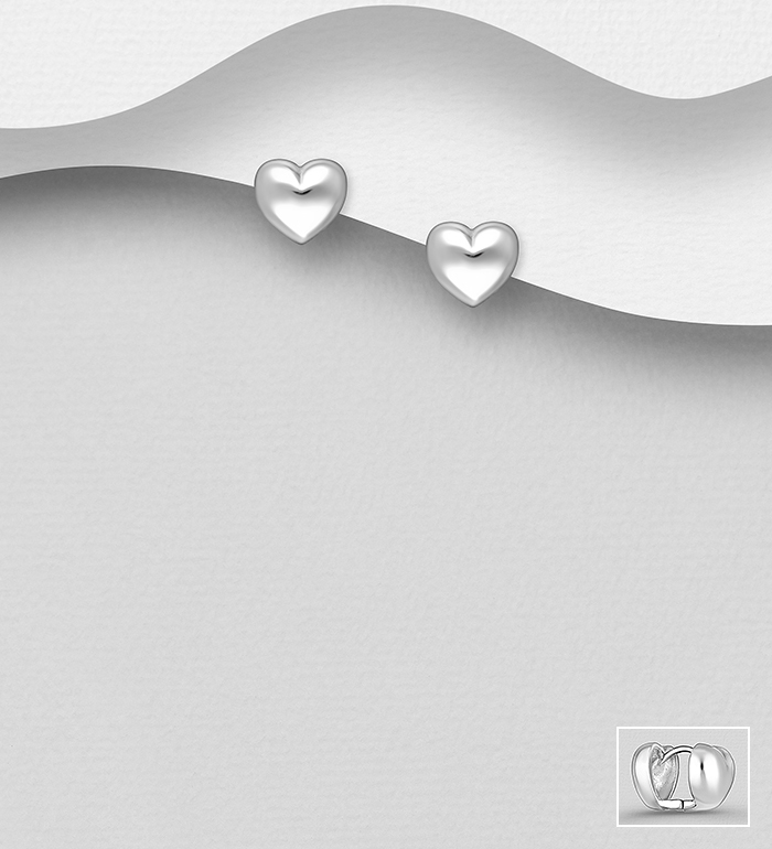 Wholesale 925 Sterling Silver Heart Hoop Earrings - SKU #706-40008