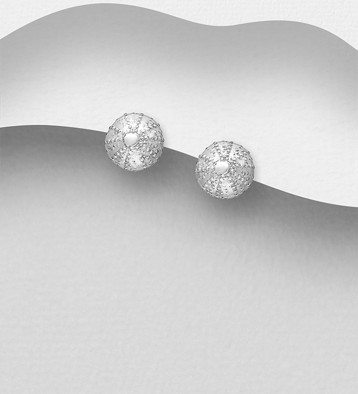 Wholesale 925 Sterling Silver Push-Back Sea Urchin Earrings - SKU #706-40020