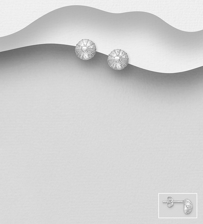 Wholesale 925 Sterling Silver Push-Back Sea Urchin Earrings - SKU #706-40020
