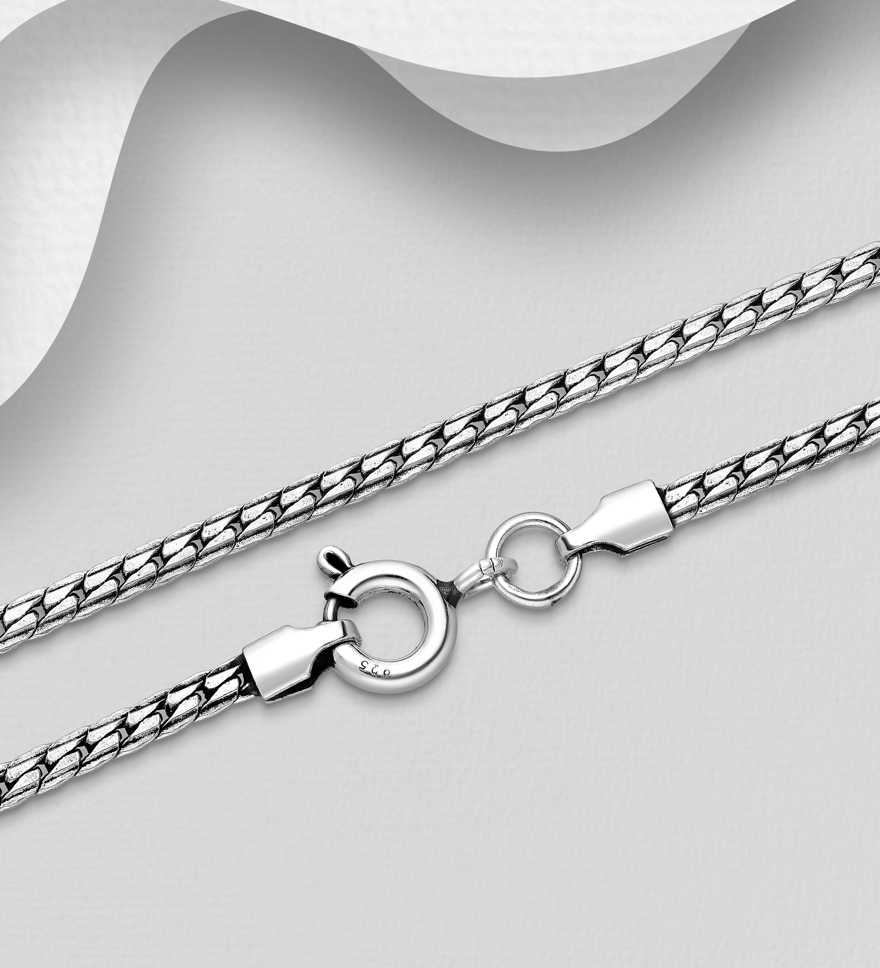 Wholesale 925 Sterling Silver Herringbone Chain, 3 mm Wide, Made In Thailand. - SKU #78-70