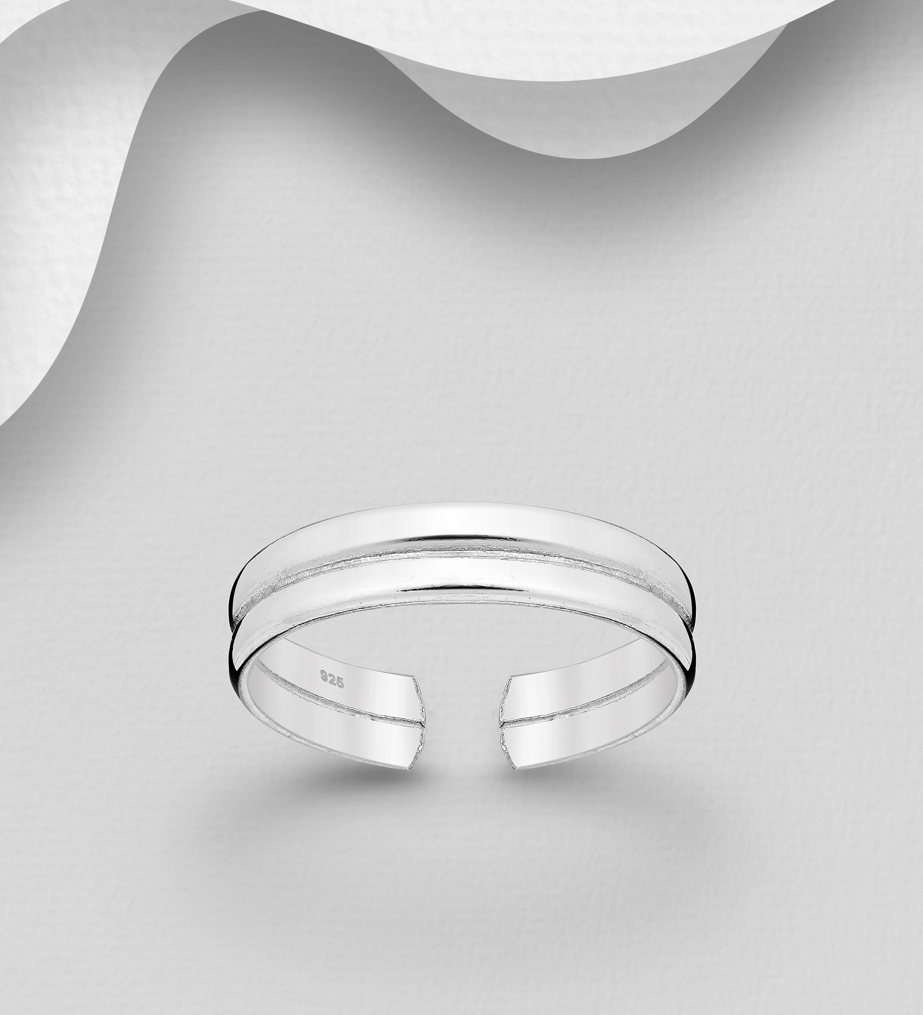 Plain sterling silver toe ring band. - SKU #706-457