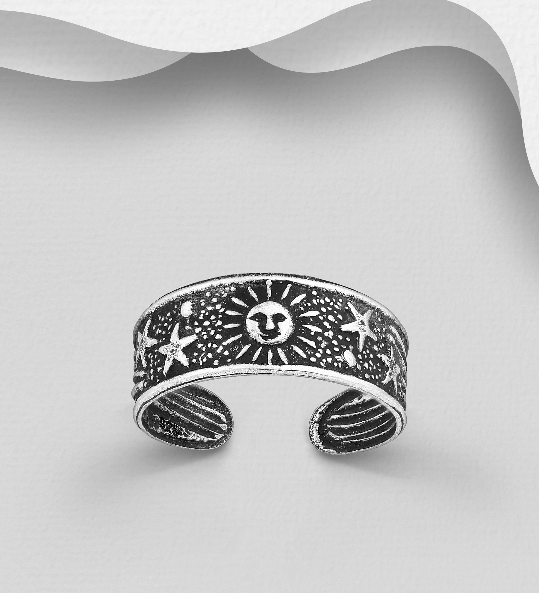 Wholesale 925 Sterling Silver Adjustable Star and Sun Toe Ring - SKU #792-137